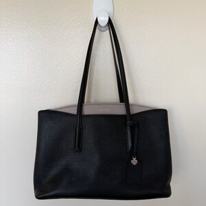 KATE SPADE Margaux Large Satchel Tote Crossbody In Black Warm Taupe